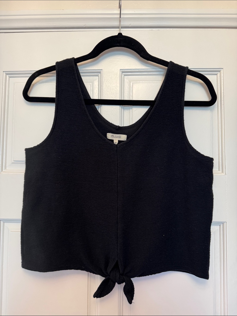 Madewell Black Tie-Front Crop Tank